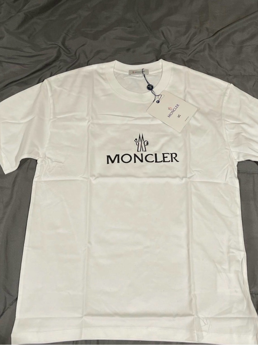 Moncler White T-Shirt with Black Logo
